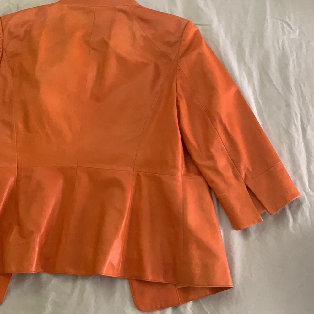 Tesori Orange Faux Leather Vintage Jacket - image 7